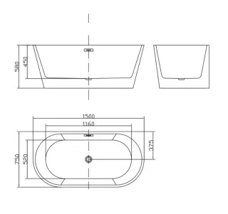 Акриловая ванна Triton Grant GT-150-75 Щ0000070166 150x75 см белый
