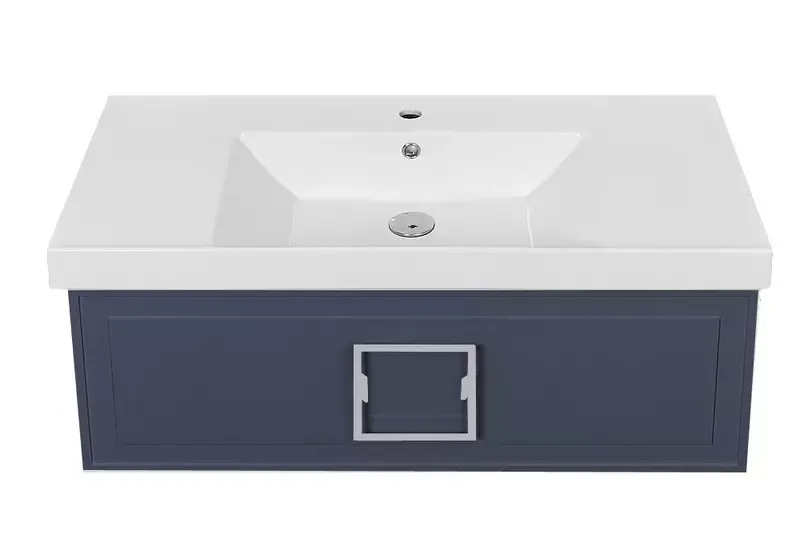 Тумба с раковиной «La Fenice» Cubo 80 (Cubo 80) подвесная Blu Grigio ручки Cromo