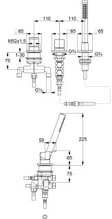 Смеситель на борт ванны Kludi Decus 54447N175 брашированная бронза