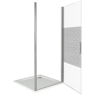 Душевая дверь в нишу Good Door Fantasy DR-90-F-CH стекло прозрачное с зеркальным рисунком Фэнтази