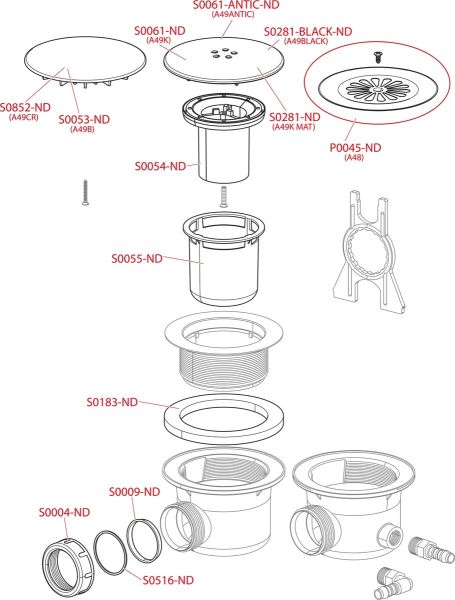 Сифон для душевого поддона AlcaPlast хромированный A49CR