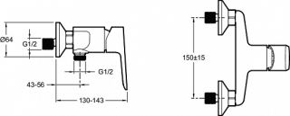 Смеситель для душа Jacob Delafon Oscar E29843-BL