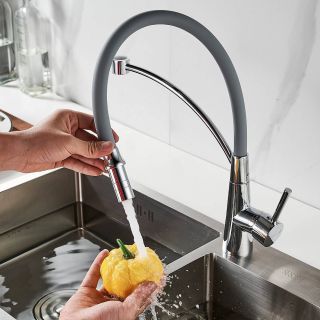 Смеситель для кухни Shevanik S743-9 серый/хром