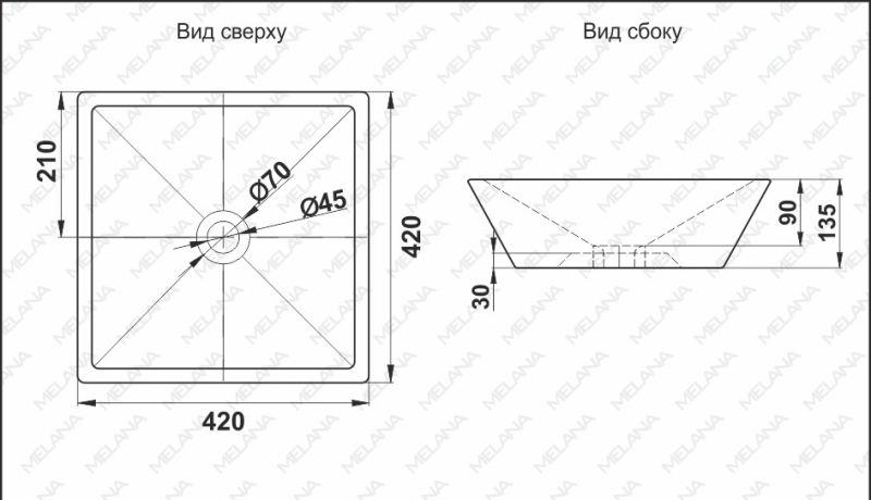 Накладная раковина Melana A562-805 42см белый