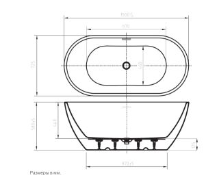 Акриловая ванна ArtMax AM-LATINA-1500-730 150x75см