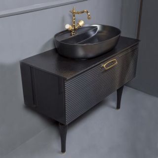 Тумба под раковину Armadi Art Vallessi Avangarde Linea 100см чёрный/золото 842-100-BG