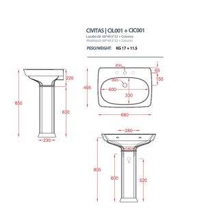 Пьедестал для раковины Artceram Civitas CIC001 34 00 серый