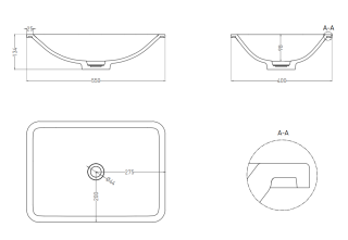 Встраиваемая раковина Salini Marea 06 S-Stone 1802206MRF 55см RAL полностью