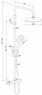 Душевая стойка с термостатом Damixa Option чёрный матовый DX218091300