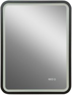 Зеркало с подсветкой и часами Art&Max Genova 60x80см чёрный AM-Gen-600-800-S-F-Т