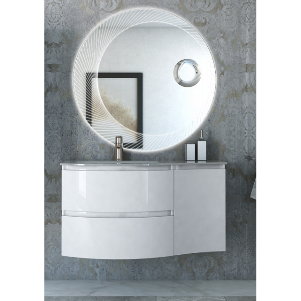 Шкафчик под раковину, правосторонний Cezares 34x55 Bianco lucido Vague 44222