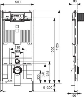Tece Инсталляция TECEprofil со сливным бачком Octa II 8 см установочная высота 1120 мм 9300500