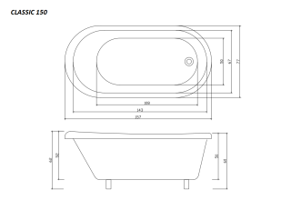 Акриловая ванна Cerutti SPA Classic 150 CT9323 на львиных лапах хром