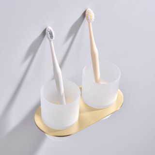 Стакан для ванной комнаты Raglo R300.08.03 двойной золотой сатин