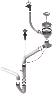 Выпуск для мойки Alveus 1127147 с горизонтальным переливом POP UP 114 COPPER