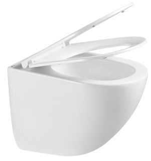 Подвесной унитаз Lemark Glazer 9614003 безободковый с сиденьем микролифт белый глянец