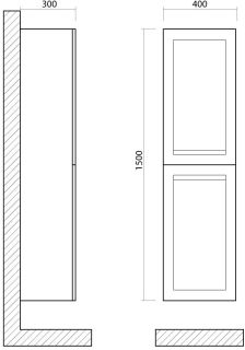 Шкаф подвесной Art&Max Platino 40x150см светло-серый матовый AM-Platino-1500-2A-SO-GCM