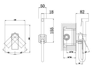 Гигиенический душ со смесителем DQ Bayern.Liszt DA1515007 матовое золото