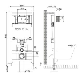 Комплект 3в1 100804418 инсталляция Lemark Peneda с кнопкой смыва Bit белый глянец унитаз подвесной безободковый Florex торнадо белый глянец