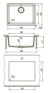 Кухонная мойка Lemark Sinara 540-U 9910073 антрацит