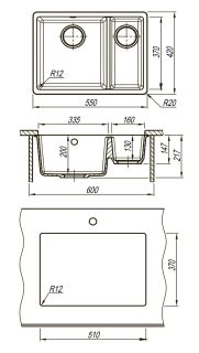 Кухонная мойка Lemark Sinara 550.2-U 9910079 антрацит
