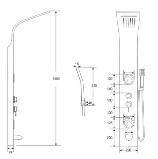 Панель душевая Cerutti SPA Twin BR CT9988 с форсунками матовая нержавеющая сталь