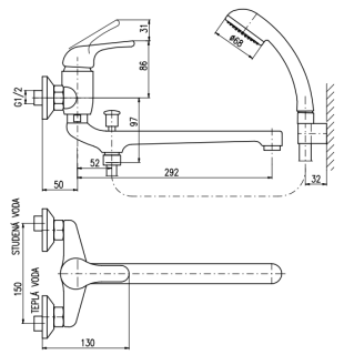 Смеситель для ванны Rav Slezak SAZAVA SA057.5/1 хром