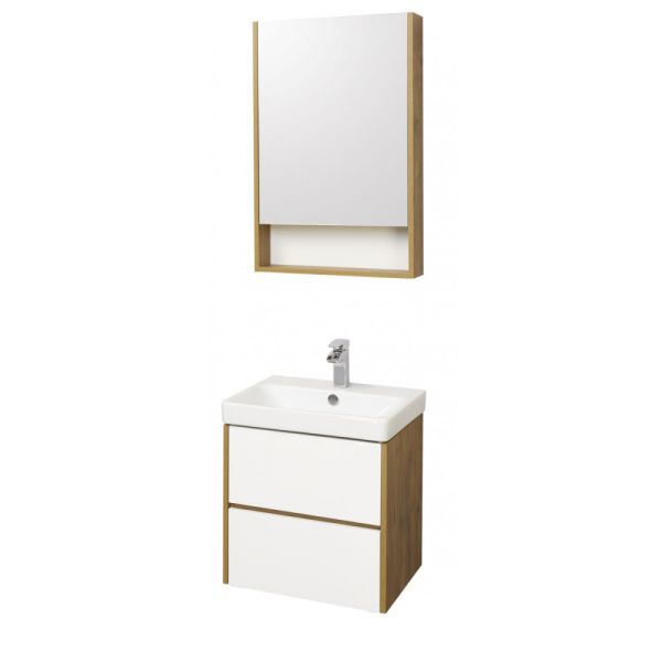 Тумба под раковину Акватон Сканди 55см белый/дуб рустикальный 1A251701SDZ90