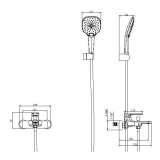 Смеситель для ванны и душа Kohr SUN 1LN130400DB-0000A чёрный