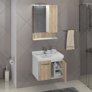 Comforty Тумба-умывальник "Рига-60" дуб сонома с раковиной Comforty 9335-60