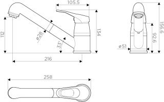 Смеситель для кухни Omoikiri Tateyama-S-DC