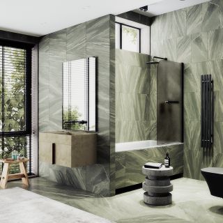 Шторка на ванну MaybahGlass MGV-784-6 70см чёрный