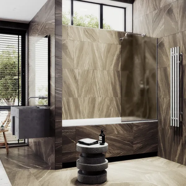 Шторка на ванну MaybahGlass MGV-73-5у 50см хром матовый