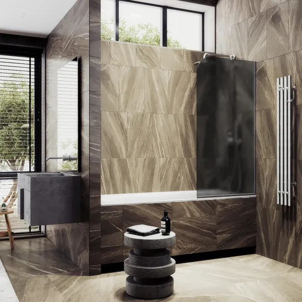 Шторка на ванну MaybahGlass MGV-141-5у 54см хром матовый