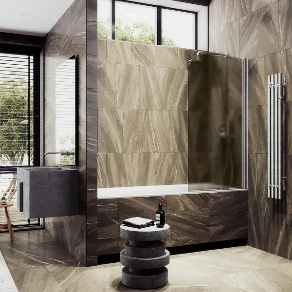 Шторка на ванну MaybahGlass MGV-612-5 60см хром матовый