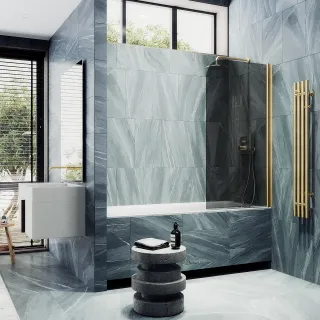 Шторка на ванну MaybahGlass MGV-623-3 80см золото