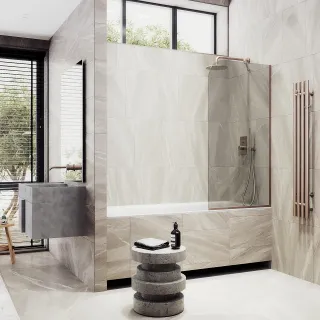 Шторка на ванну MaybahGlass MGV-147-2у 64см бронза