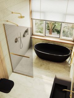 Душевая перегородка MaybahGlass MGD-727-3у 79см золото