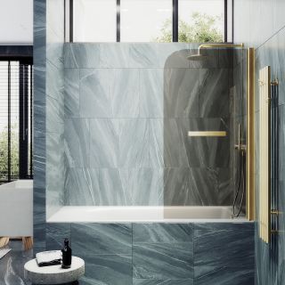 Шторка на ванну MaybahGlass MGV-765-3 40см золото
