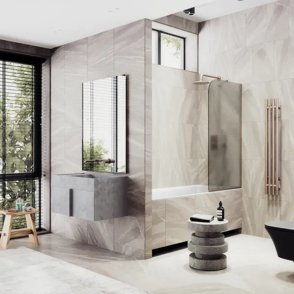 Шторка на ванну MaybahGlass MGV-150-2у 74см бронза