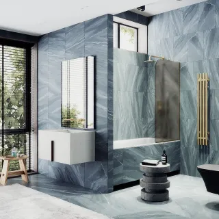 Шторка на ванну MaybahGlass MGV-125-3у 34см золото