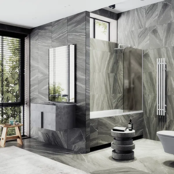 Шторка на ванну MaybahGlass MGV-72-1у 40см белый