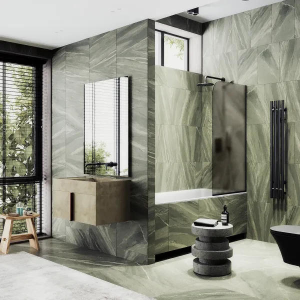 Шторка на ванну MaybahGlass MGV-73-6у 50см чёрный