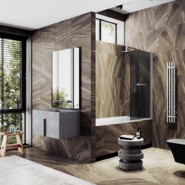 Шторка на ванну MaybahGlass MGV-780-5 60см хром матовый