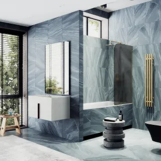 Шторка на ванну MaybahGlass MGV-133-3у 44см золото