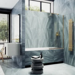 Шторка на ванну MaybahGlass MGV-130-3у 34см золото