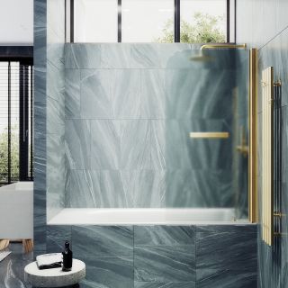 Шторка на ванну MaybahGlass MGV-787-3 70см золото