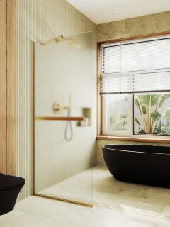 Душевая перегородка MaybahGlass MGD-731-3у 79см золото