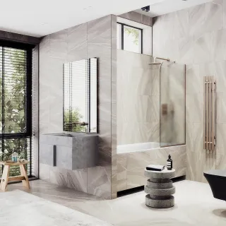 Шторка на ванну MaybahGlass MGV-93-2у 70см бронза