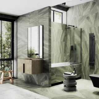 Шторка на ванну MaybahGlass MGV-90-6у 40см чёрный